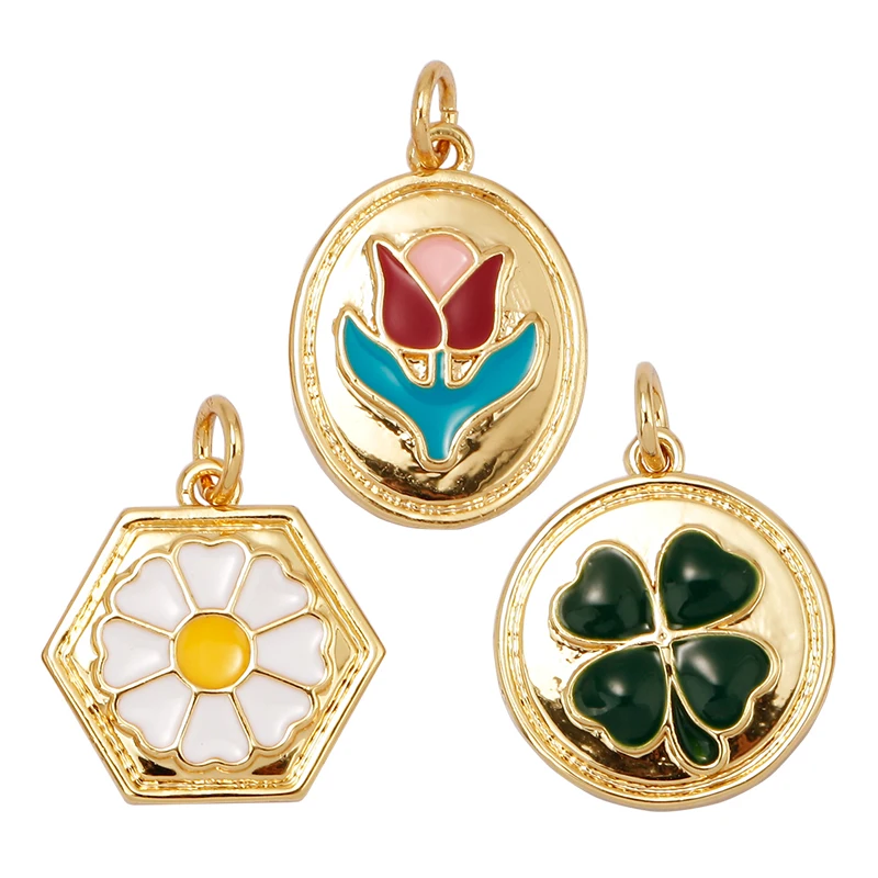 Шарм в виде цветка маргаритки тюльпана клевера позолоченное изящное