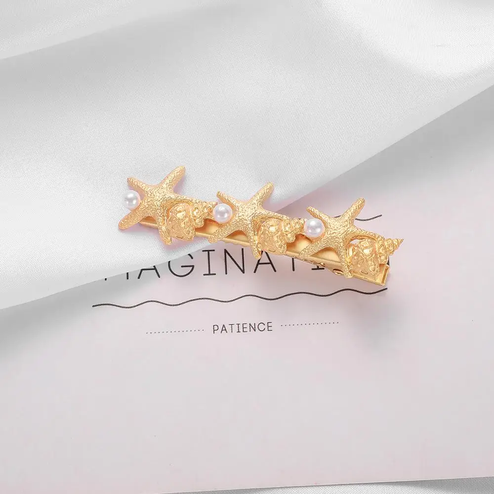 Заколки для волос в богемном стиле с жемчугом морскими звездами ракушками Модные