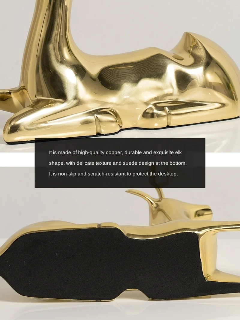 

New Chinese Style American Light Luxury Style Pure Copper Fortune Elk Red Wine Rack Decoration Decoration Model Room Restaurant