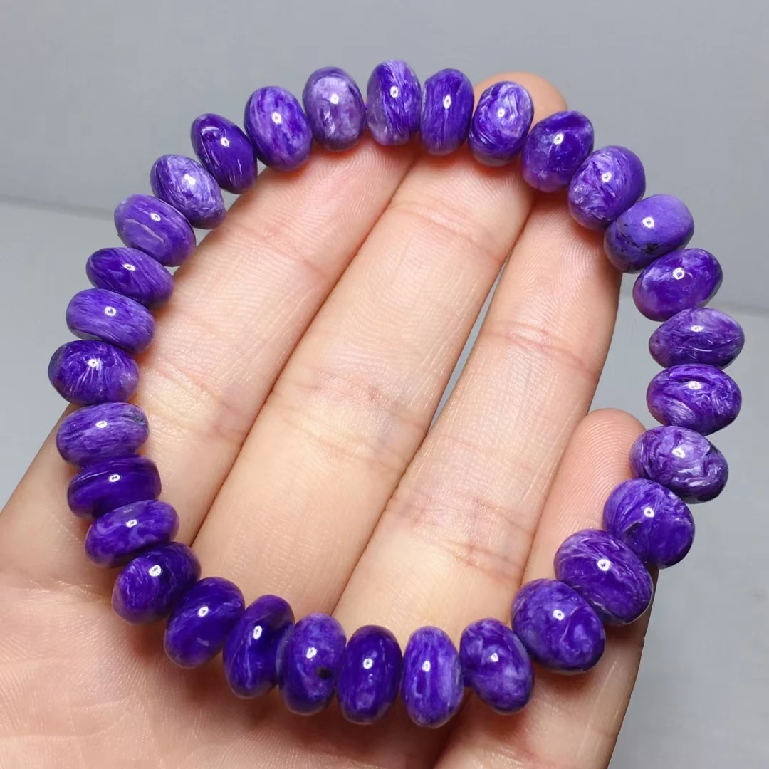 

Genuine Natural Purple Charoite Gemstone Bracelet Women Round Abacus Beads Jewelry 10mm Russian Healing Stone From Russia AAAAA