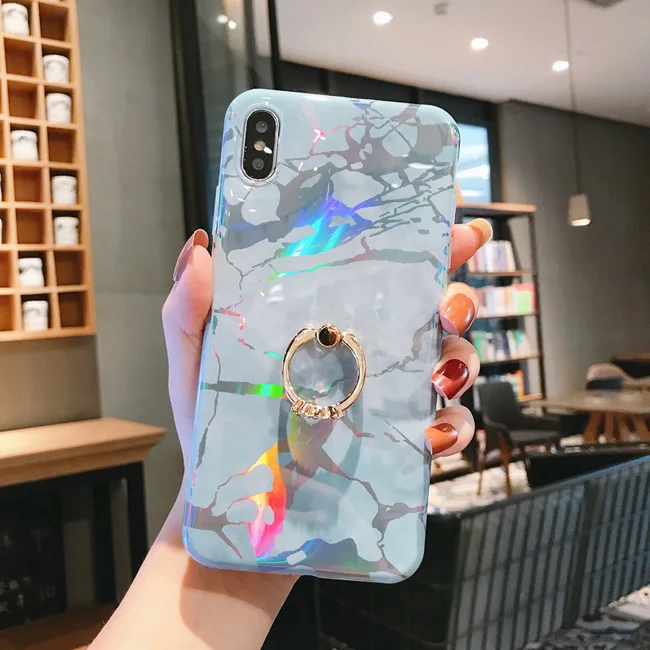 Чехол для телефона LACK для iPhone 11 11Pro Max XR X XS Max 6 6S 7 8Plus Роскошный Мраморный чехол с кольцом-подставкой - Color: Style 7