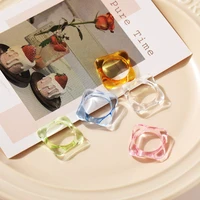 korean rings fashion 2021 new simple funky ins resin polygon texture ring for women girls summer colored acrylic finger jewelry