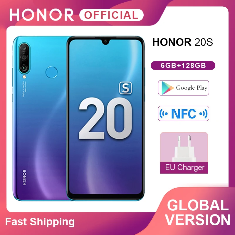 Новая глобальная версия Honor 20 S мобильные телефоны 6 ГБ 128 15 &quotDewdrop экран 24MP