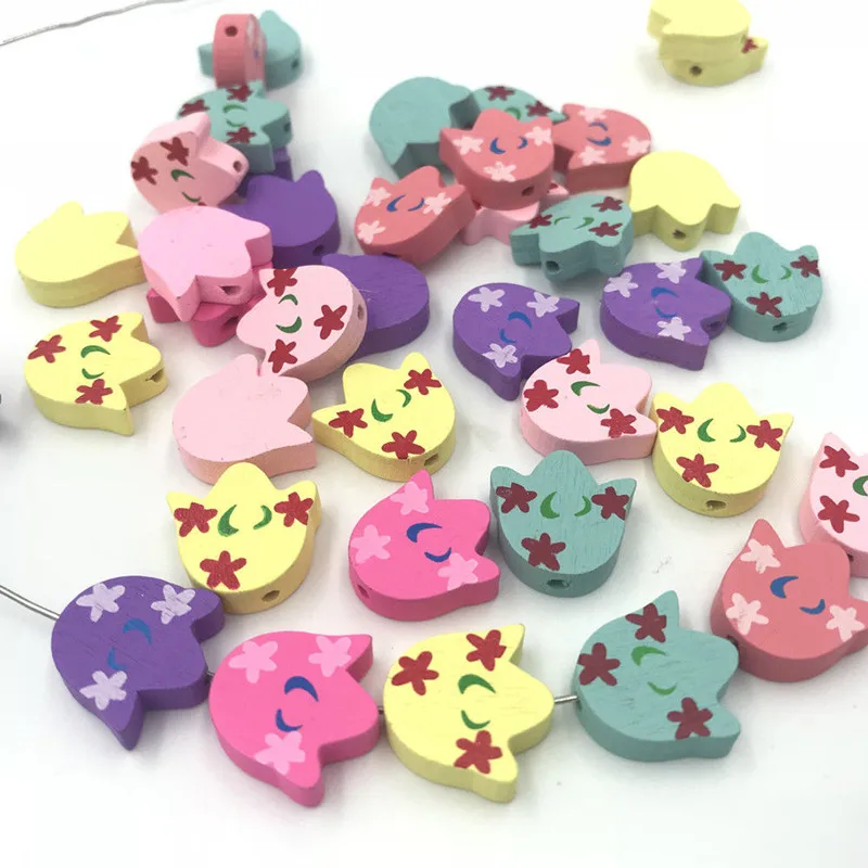 DIY 100 шт. деревянные бусины смешанные цвета цветы тюльпана для детских поделок и