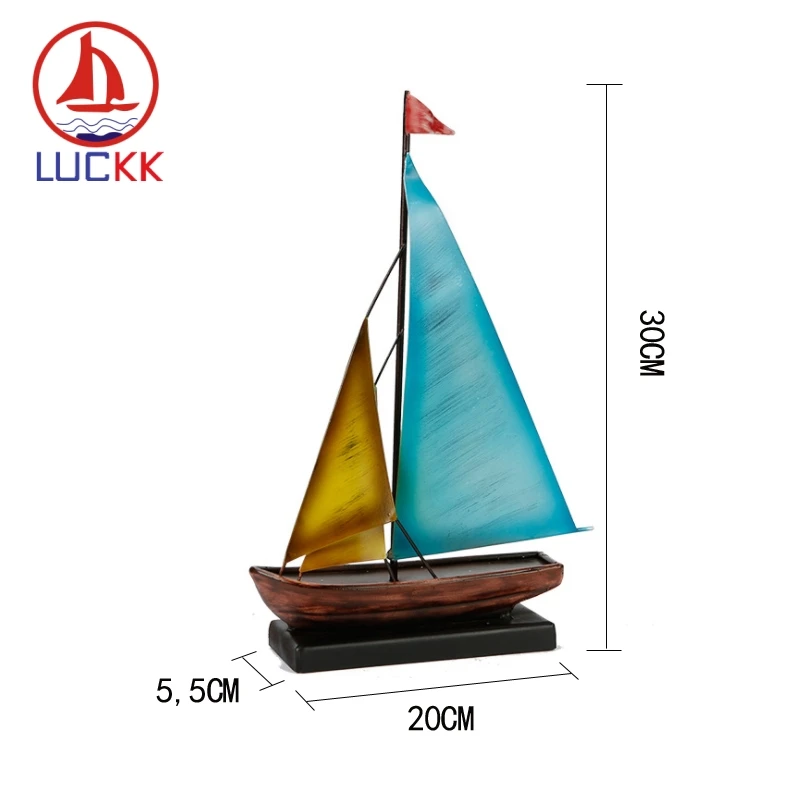 LUCKK Vintage Punk Metal Iron Sailboat Model Mediterranean Ornament Home Room Decor Miniature HandiCraft Christmas Gift Figurine | Дом и сад