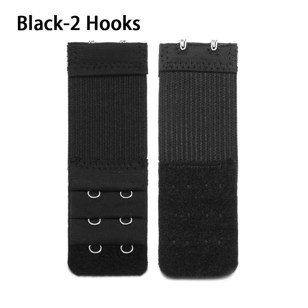 2 Hooks black 1 шт. женский многоцветный Регулируемый удлинитель для бюстгальтера Женский 2,3, 4 крючка бретельки бюстгальтера бюстгальтер на застежке расширение женские интимные аксессуары - Цвет: 2 Hooks black