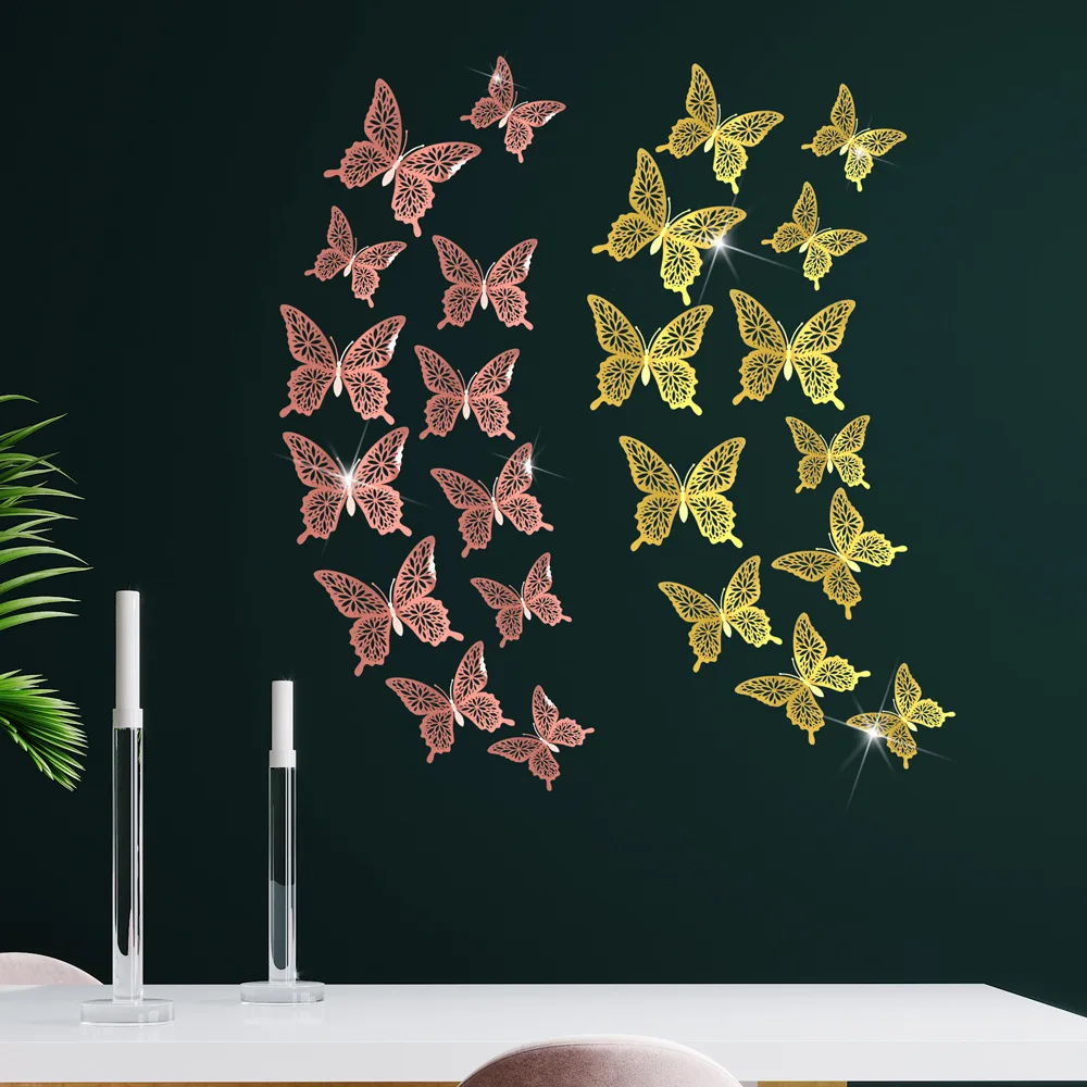 

12Pcs 3D Hollow Butterfly Wall Sticker DIY Butterfly Kids Room Decors Home Decoration Wall Stickers wedding Party Wedding Decors