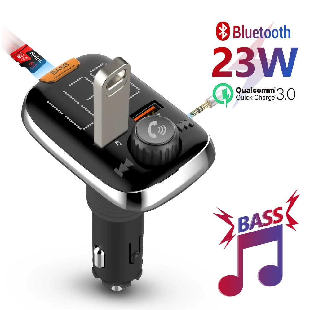 Автомобильный комплект громкой связи Meeker Bluetooth FM передатчик USB быстрое зарядное