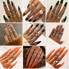 Docona в богемном стиле со змеиным рисунком Человека-паука уплотнительное кольцо комплекты для Для женщин Роскошные Стразы в виде геометрических фигур Открыть Один кольцо Новый Мода ювелирные изделия кольца