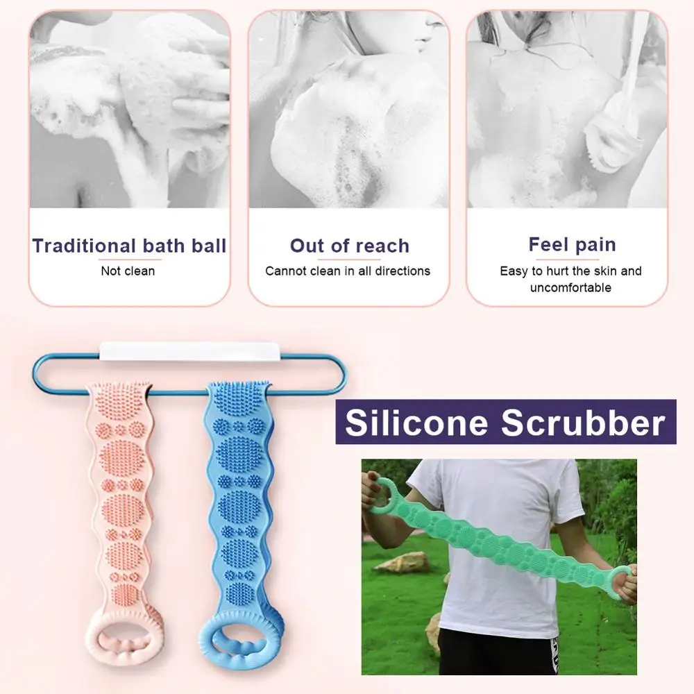

Magic Silicone Brushes Bath Towels Body Brush Bath Belt Exfoliating Back Brush Belt Wash Skin Household Clean Shower Brushes CSV