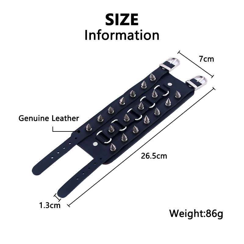 Женские и мужские браслеты-гвоздики из натуральной кожи с заклепками широкими