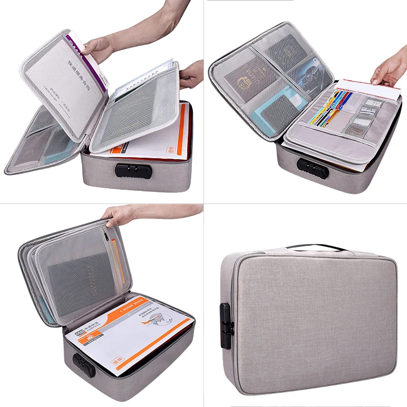 Document Organizer Briefcase A4 Folder Holder Men's Women's Bag Cover Purse Passport Home Safe Functional File Storage Case