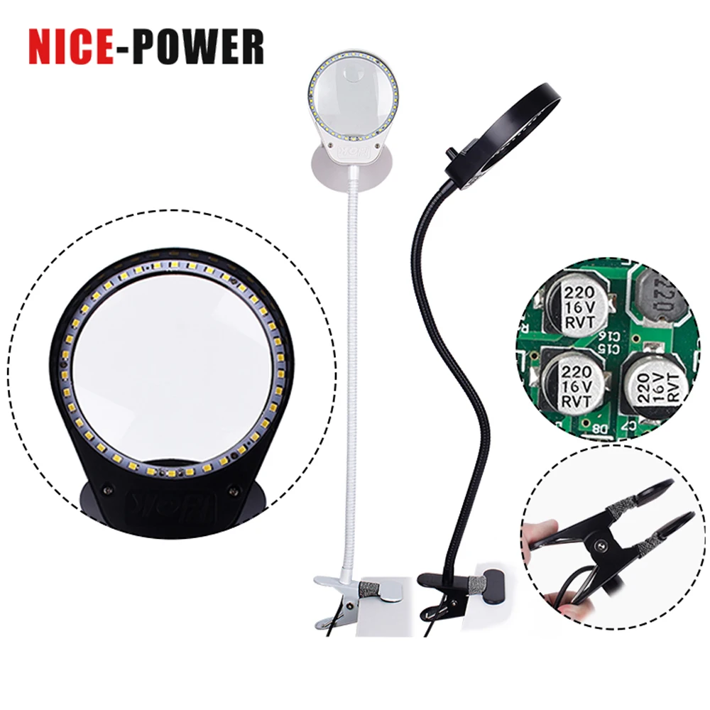 

HQ Clip-on USB 3-10X светодиодный увеличительный светильник с регулируемой подсветкой и гибкой регулировкой для ремонта паяльника, настольная ламп...