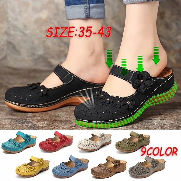 Женские сандалии на плоской подошве с вырезами в стиле ретро Женская обувь