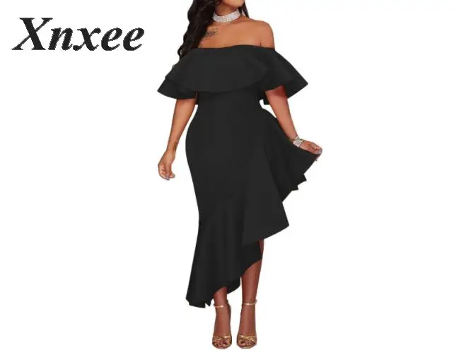 Облегающее платье для женщин с оборками и бусинами черное элегантное вечернее