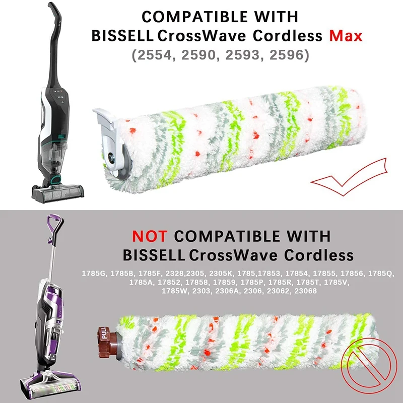 

5Pcs Pet Brush Roll & Filters Replacement Set Compatible with Bissell Crosswave Cordless Max 2554A,2590,2593