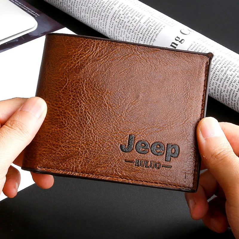 

Fashion men's wallet leather luxury business short brand-name credit card bag business card holder coinpurse billetera de hombre