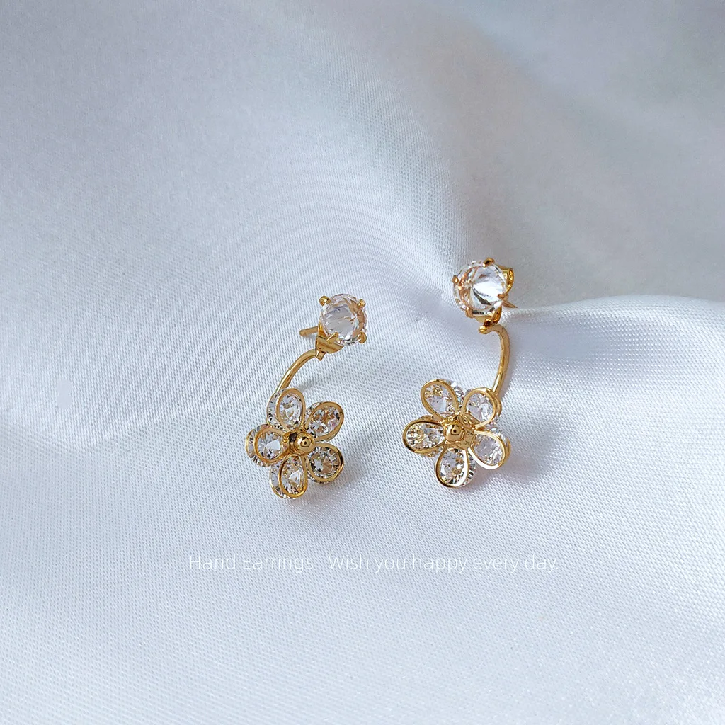 

Серьги-гвоздики для женщин изысканные модные серьги с цветком из циркона, геометрический светильник роскошное и элегантное ожерелье серьг...