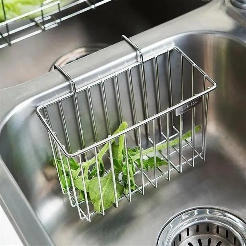 

Kitchen Sink Organizer Stainless Steel Sink Storage Basket Rack Cleaner Rag Storage Shelf Sponge Drain Rack Kitchen Accessories