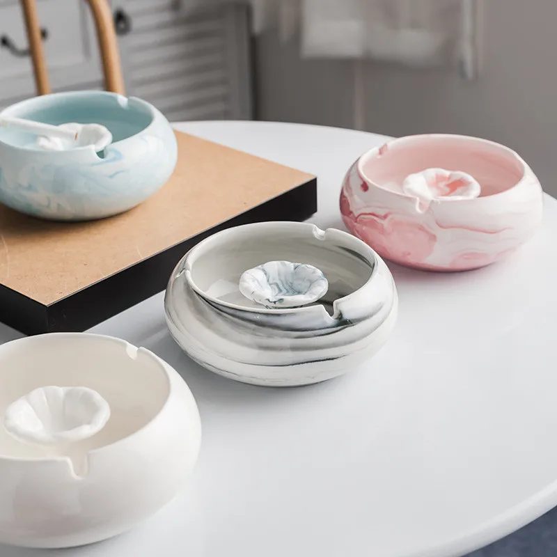 

Ashtrays Are Suitable For Living Room Offices Ceramic Marbled Nordic Wind Ash Tray Cigarette Tray Smoke Cup Circular Holder