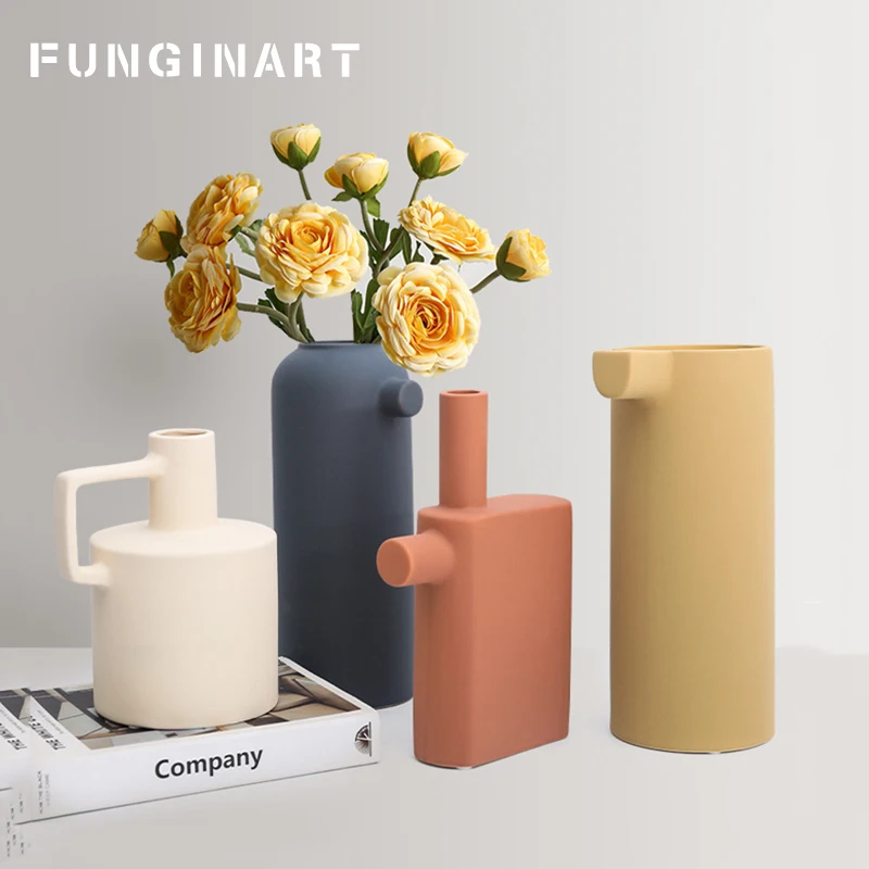 

Nordic Morandi Shaped Ceramic Vase Home Countertop Decoration Villa LivingRoom Decor Restaurant Desktop Dried Flower Arrangement