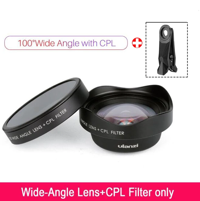 Wide-angle lens ULANZI анаморфный объектив Универсальный объектив широкоугольный объектив с CPL фильтром рыбий глаз телеобъектив для iPhone Andriod телефонов - Цвет: Wide-angle lens
