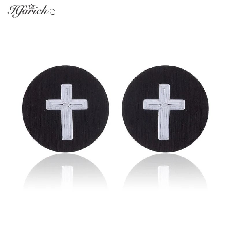 Hfarich ветряная мельница крест Черные серьги для мужчин из нержавеющей стали Луна и