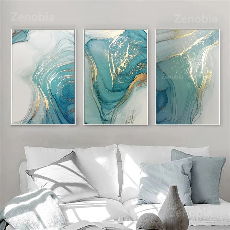 Роскошный абстрактный плакат с жидкостью чернила на спиртовой основе бирюза и