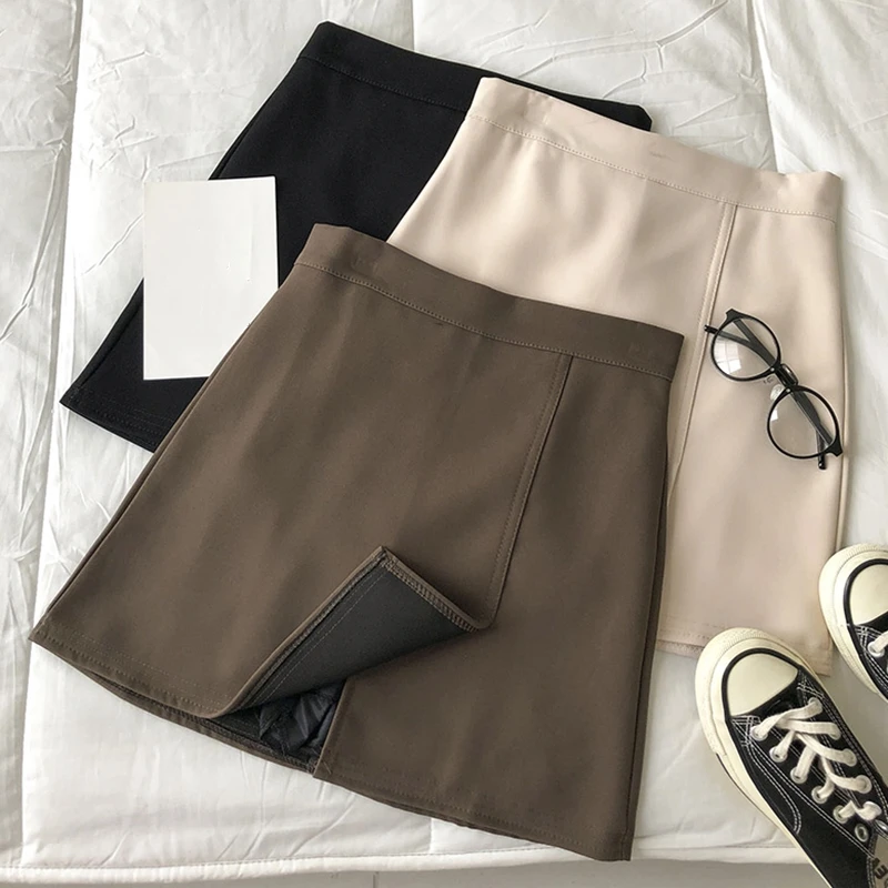 

Summer Women High Waist Solid Mini A-Line Skirt Casual Harajuku Korean Sweet Female Pleated Skirts Irregular Skirts Female