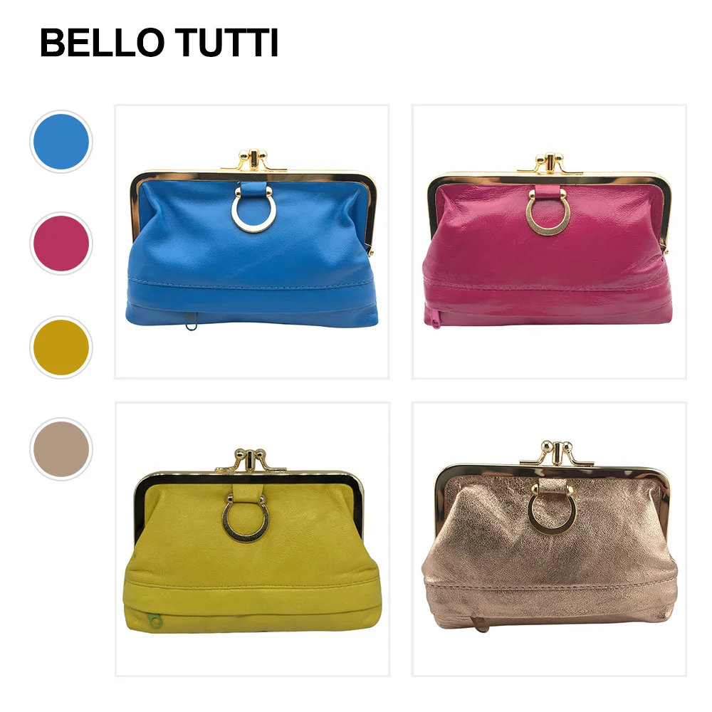 

BELLO TUTTI Original Women Genuine Leather Key Wallets Mini Coin Purse Metal Hasp Sheepskin Card&ID Holder Change Bag Money Clip