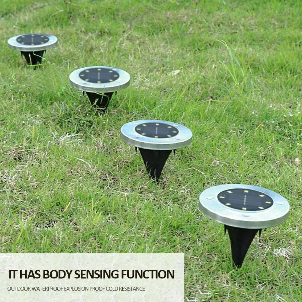 

Solar Underground Lights 8LED Outdoor Steel Garden Landscape Lights Underground Lights O5E7