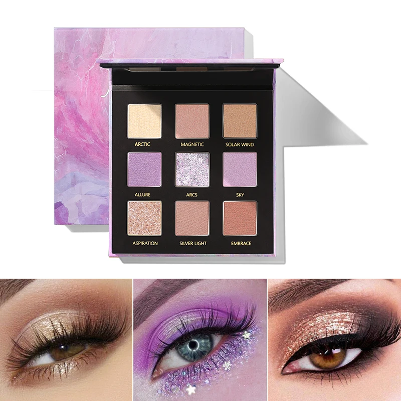 Pudaier 9-color Glitter Eyeshadow Pallete Shimmer and Matte Eyes Makeup Milky Way Eye Shadow Palette Professional Powder Beauty |