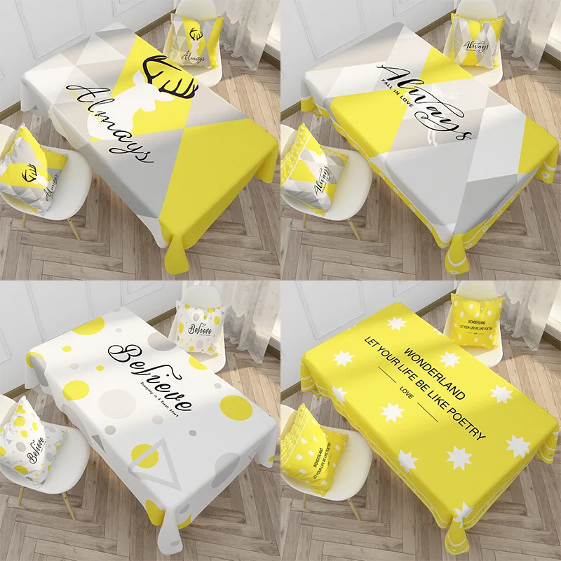 

Скатерть желтого цвета, чехол для стола, для дома, гостиницы, свадьбы, вечеринки, банкета, свадьбы, Декор, красивая жизнь, слова, скатерть