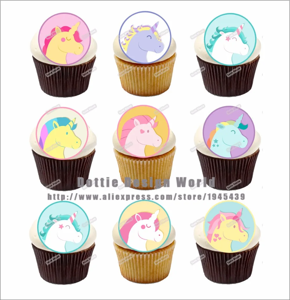 24 единорога съедобный торт Топпер Вафля рисовая бумага для приготовления пищи