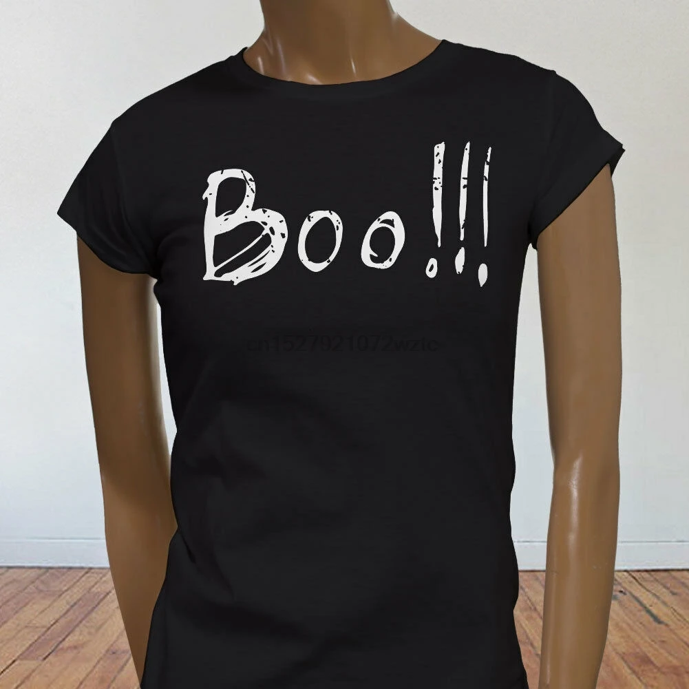 Страшные бу Хэллоуин Юмор смешной призрак ужас крутая женская черная футболка -
