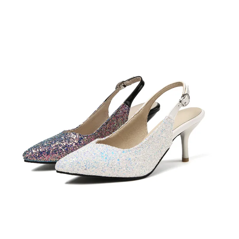 Босоножки женские на высоком каблуке модные туфли-лодочки с пряжкой сзади