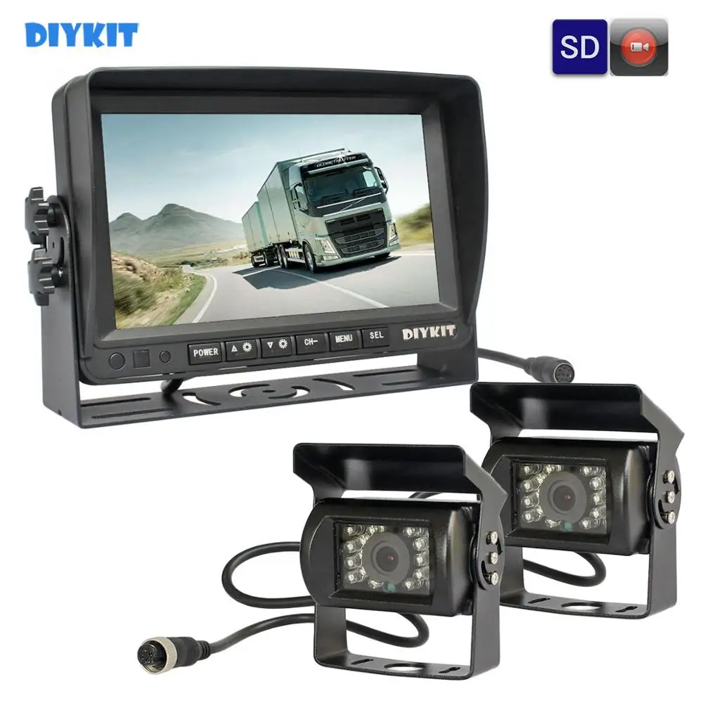 DIYKIT AHD 7 дюймов ips автомобильный монитор заднего вида водонепроницаемый IR 960P AHD камера с SD видео записью 1V2