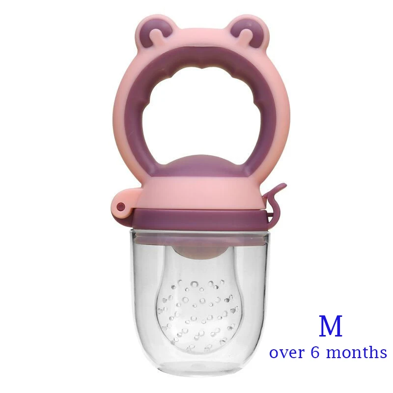 Purple M Детское свежее питание, фруктовые овощные мельницы, Диспенсер, Детская Соска с героями мультфильмов, кормушка для сосков, детское пищевое устройство, инструмент для ухода, Безопасный инструмент, BPA бесплатно - Цвет: Purple M