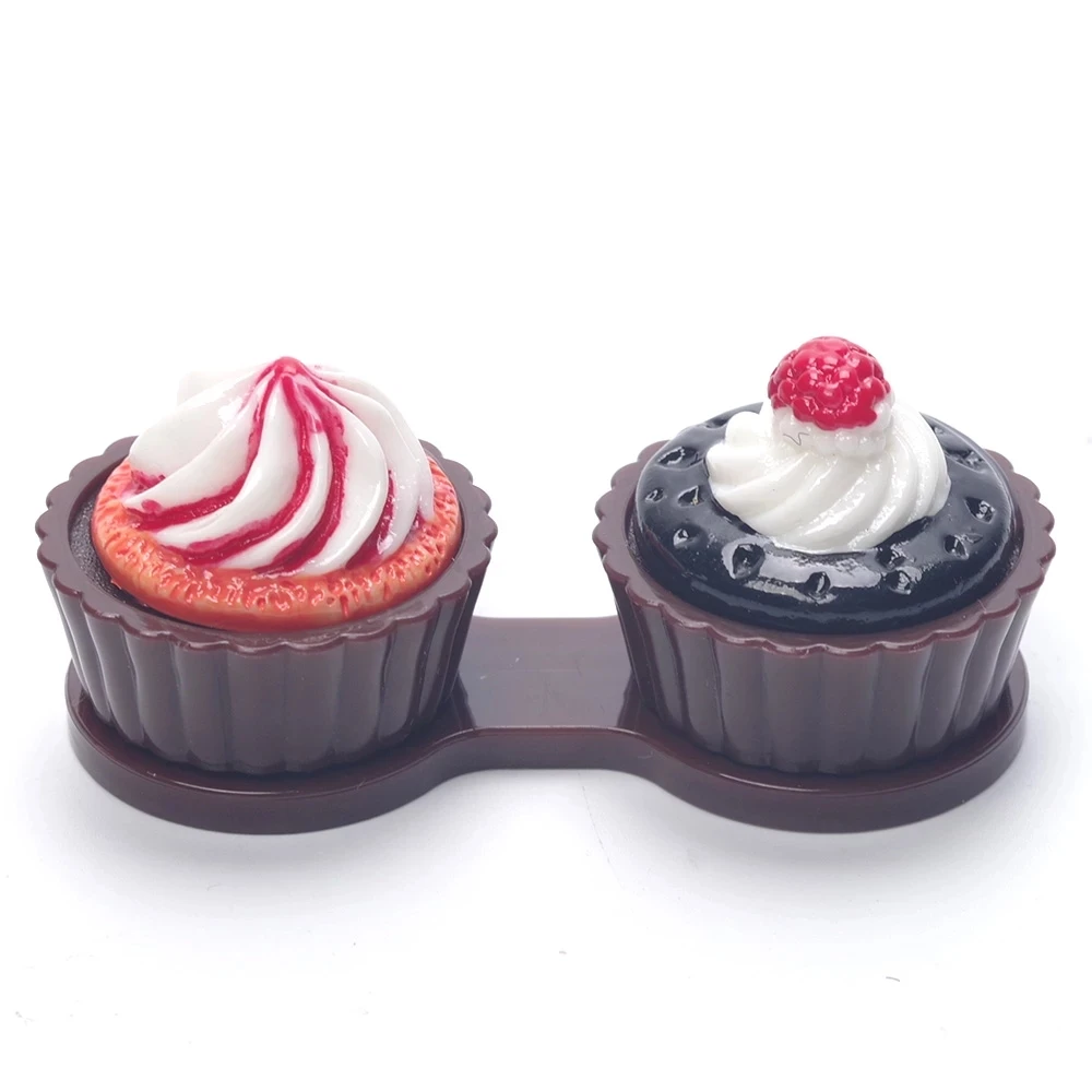 Мультяшный милый кремовый торт очки искусственные контактные линзы чехол для