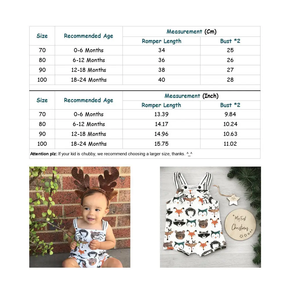 

0-24M Summer Newborn Baby Girl Boys Strappy Romper Jumpsuit Bodysuit Sleeveless Clothes Cartoon Animals Print Sunsuit