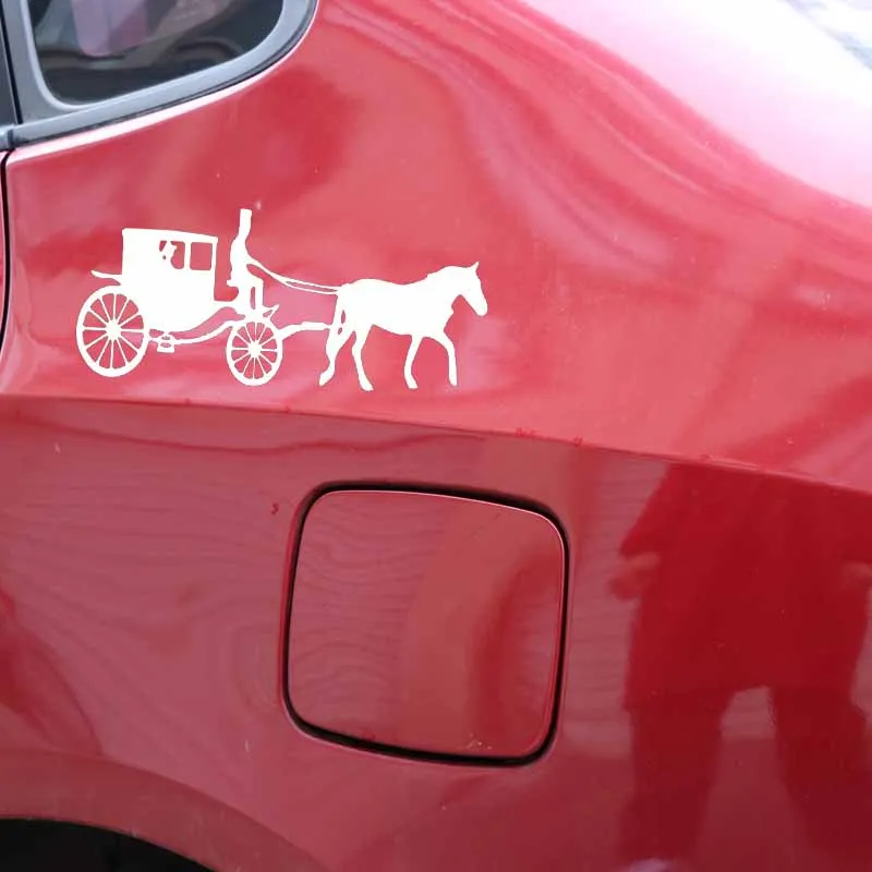 YJZT 17.5CM*7.5CM Interesting Horse Carriage Drive Shadow Vinly Decal Artistic Decor Car Sticker Cute Black/Silver C27-0989 | Автомобили и