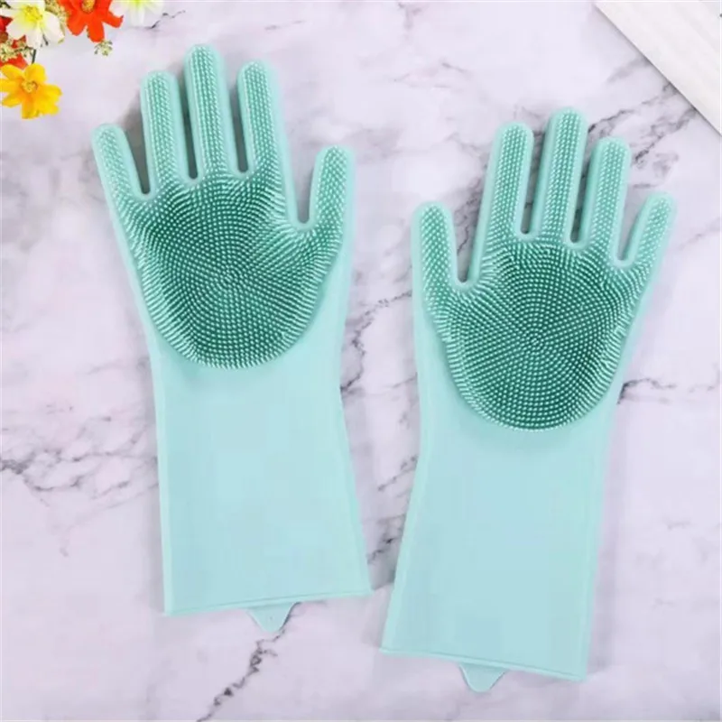 1 пара (2 шт.) силиконовый Кухня чистящий посудомоечный Перчатки Magic скруббер