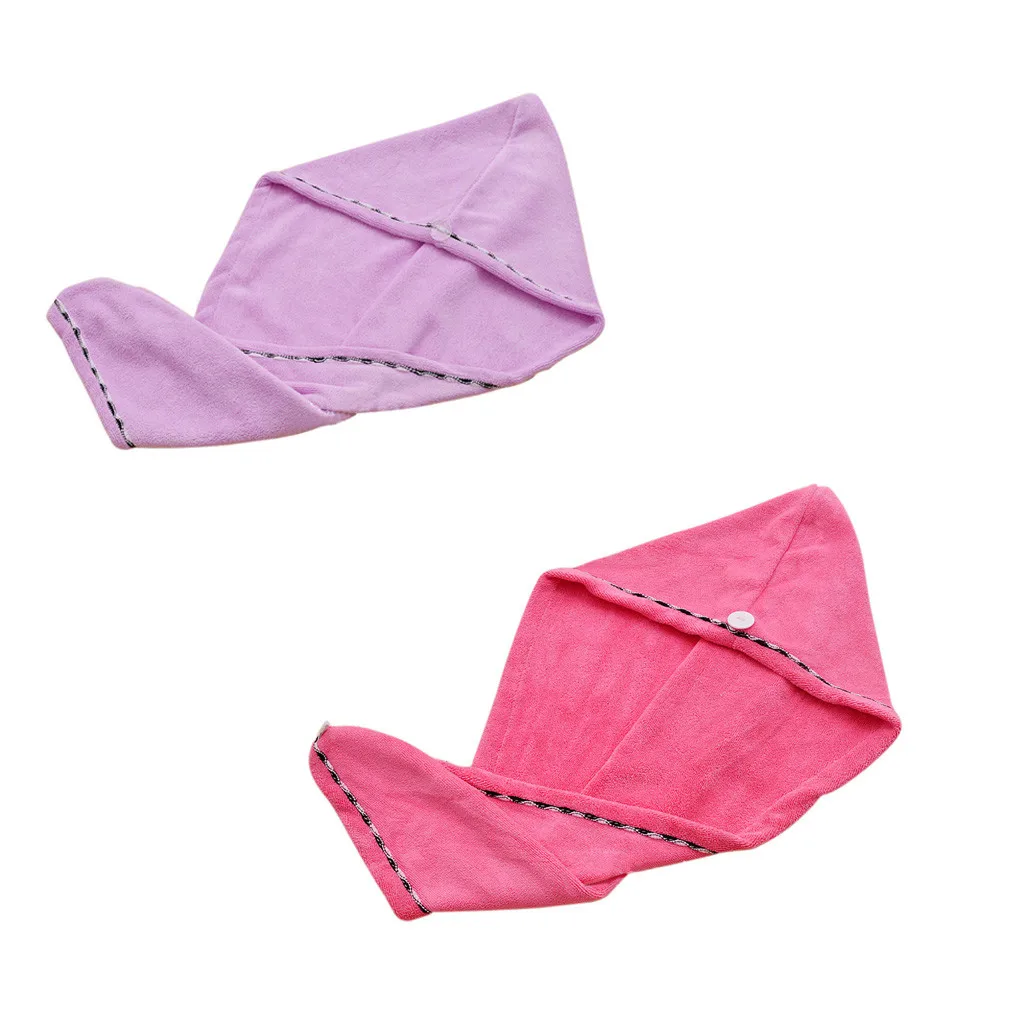 B 2PCs Microfiber Bath Towel Hair Quick Drying Lady Bath Towel Soft Shower Cap Hat for Lady Man Turban Head Wrap Bathing Tools#S - Цвет: B