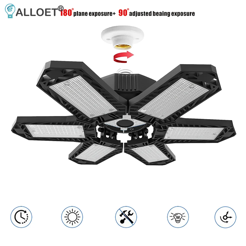 

LED Garage Light Deformation Folding Bright Bay Lamp with Adjustable Panel LED Shop Ceiling Lighting Fixture Warehouse Wall Lamp