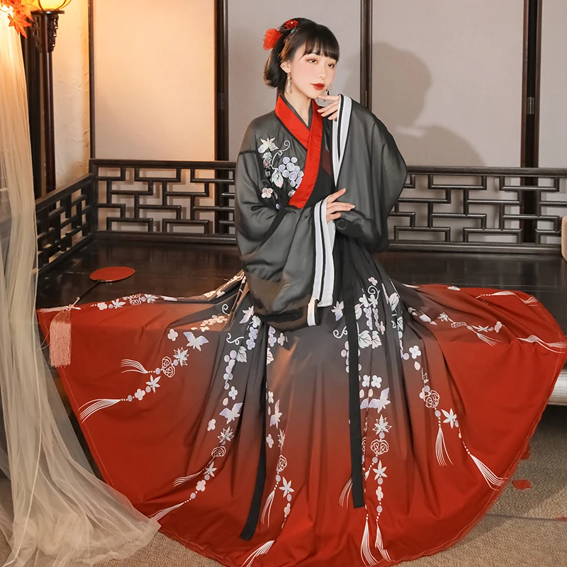 

Original Chinese Traditional Hanfu Clothing Embroidered Tang Dyansty Princess Cosplay Costume Woman Vintage Fairy Folk Dancewear