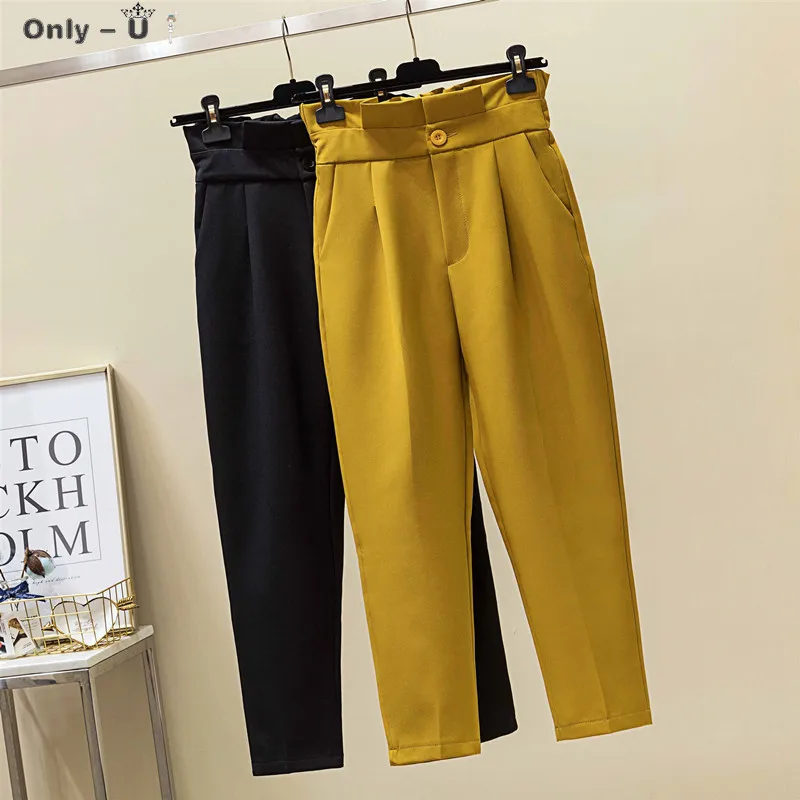 

Plus Size Pants Elegant Ladies Suit Pants Ankle Length High Waist Harem Pants 2021 Spring Office Lady Women Trousers L-4XL