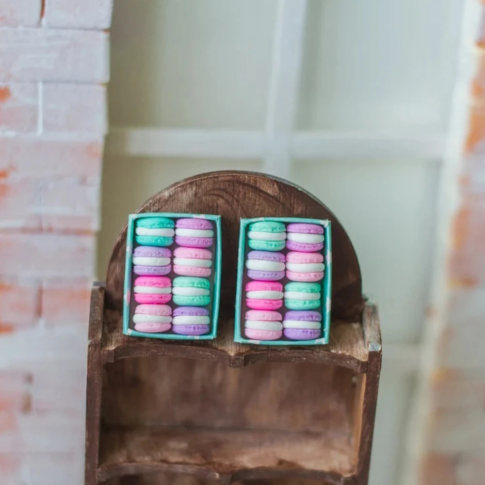 Масштаб 1/6 миниатюрный макарун для кукольного домика 8 шт. в коробке сладкий