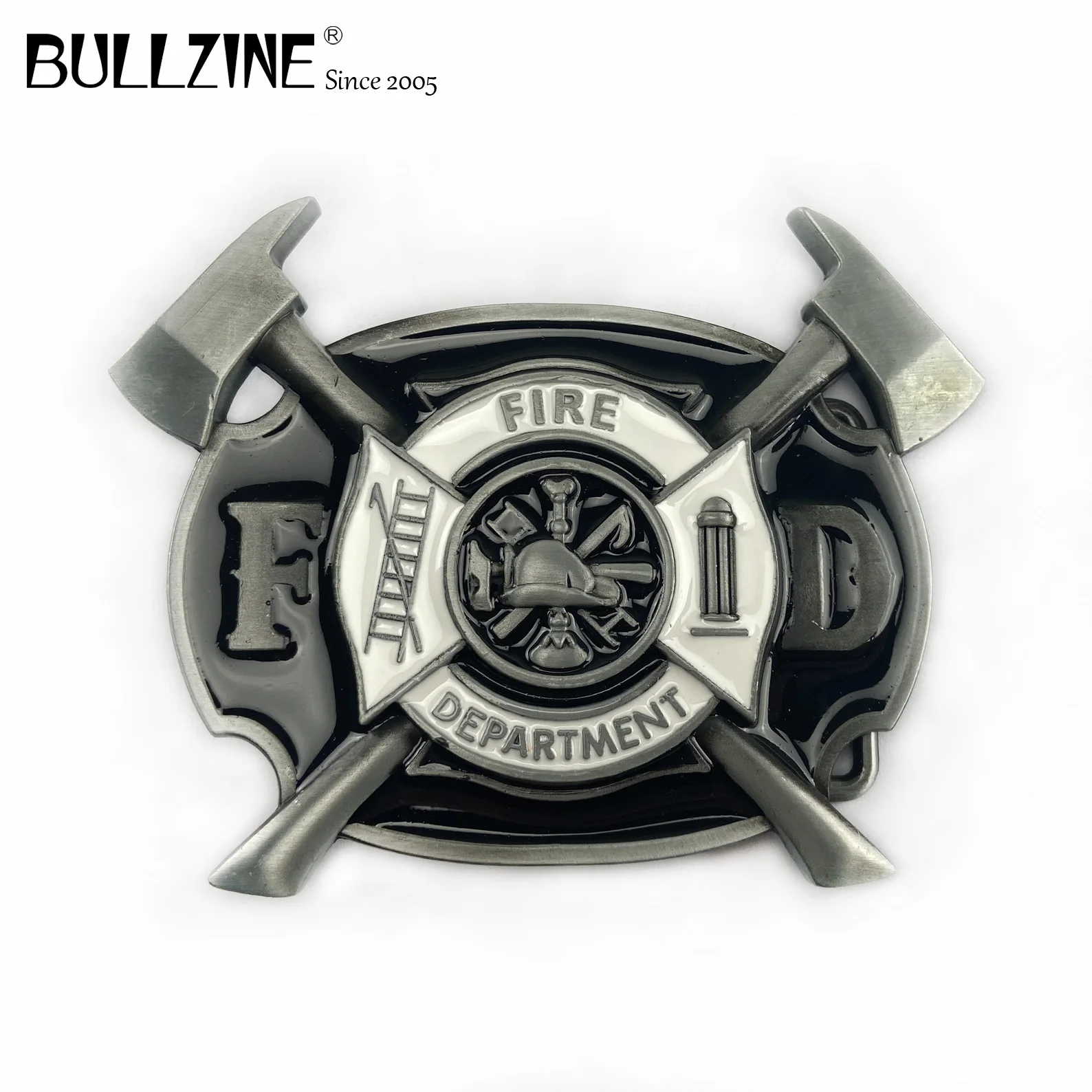 Пряжка для ремня Bullzine Fire fighter с Оловянным покрытием FP 02067 подходит шириной 4 см|fire