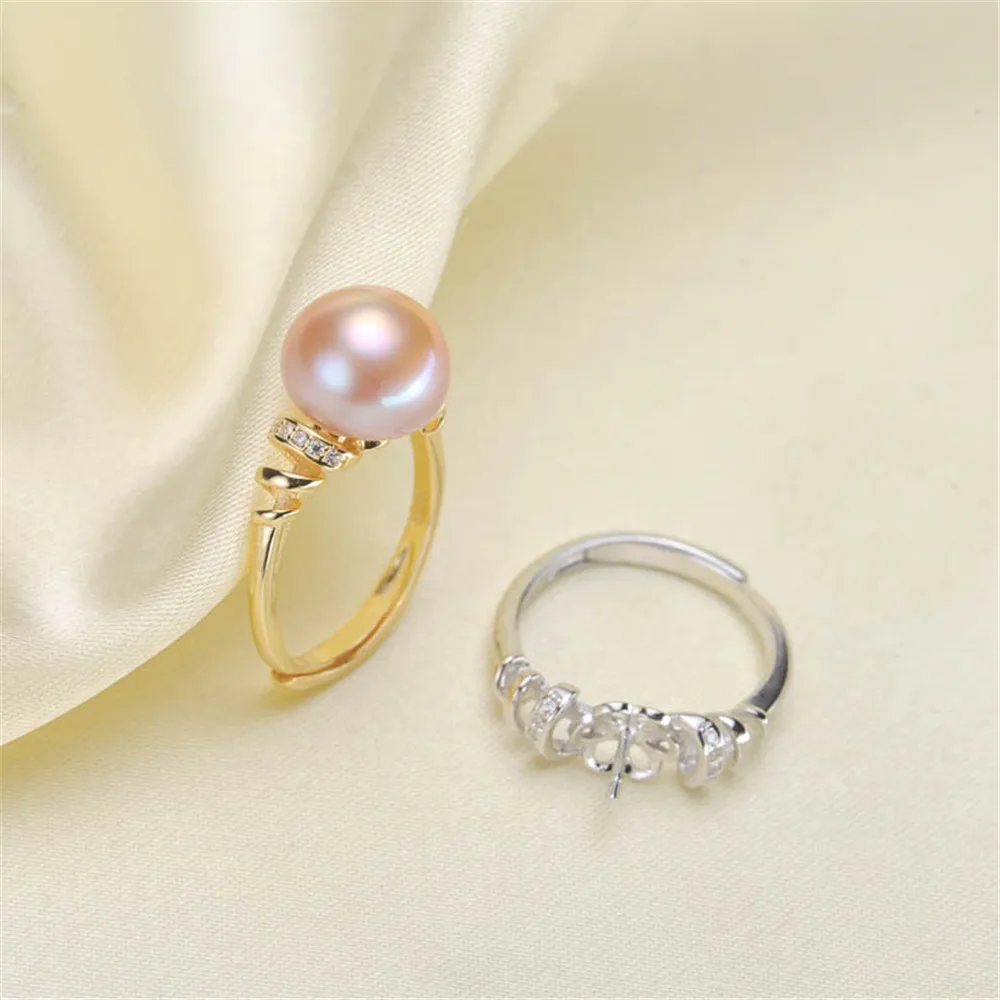 

Ring Mount Pearl Accessories Adjustable Size 925 Sterling Silver Ring Jewelry DIY No Pearl