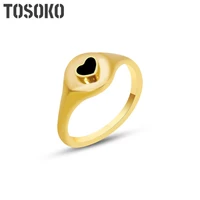 tosoko stainless steel jewelry oil dripping heart ring womens fashion three dimensional love ring bsa258